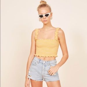 Reformation Leonore Top in Rochelle Stripe